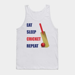 Eat Sleep Cricket Repeat Cricket Bat and Ball Tank Top